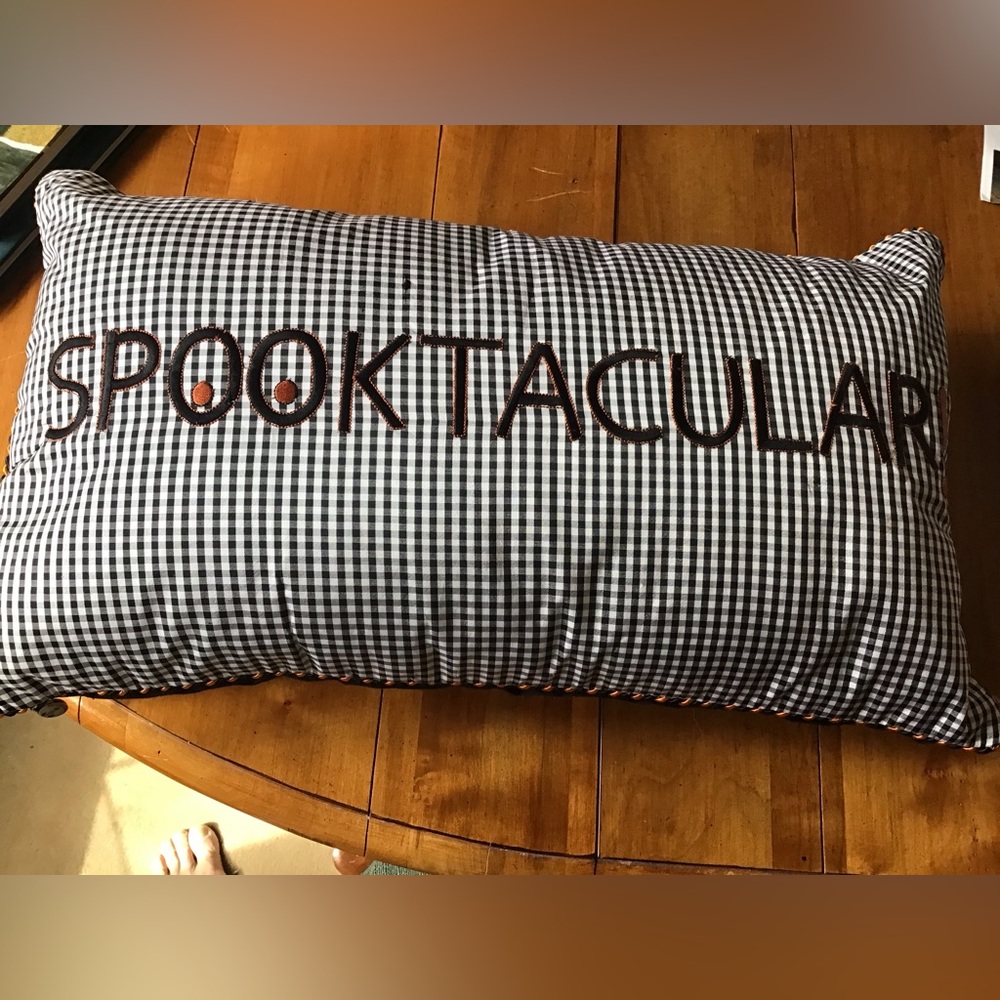 NWOT - McKenzie Child Gorgeous Halloween Pillow “Spooktacular Embroidered